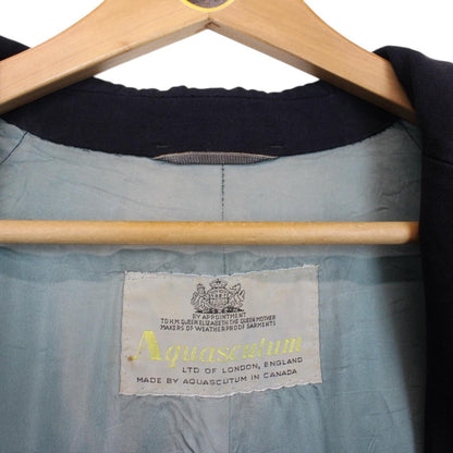 Vintage 80s Aquascutum Navy Blue Virgin Wool Overcoat
