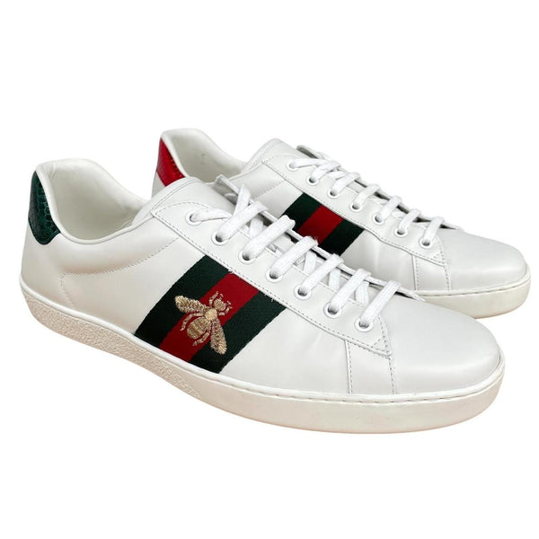 Gucci White Ace Bee Embroidery Trainers