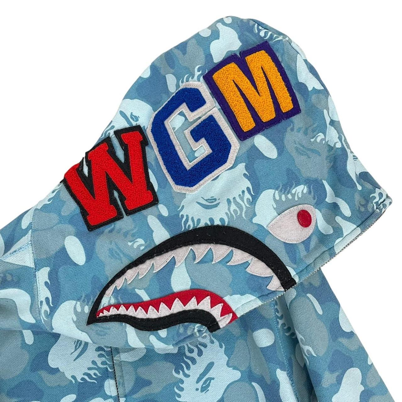 Bape Light Blue Fire Camo Full Zip WGM Shark Hoodie Jumper