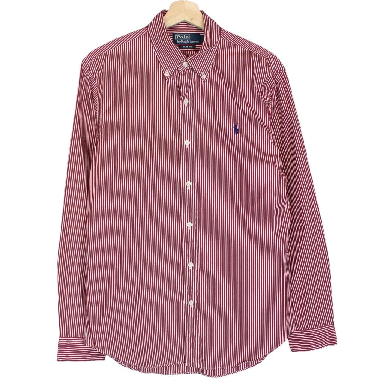 Polo Ralph Lauren Red and White Striped Long Sleeve Cotton Shirt