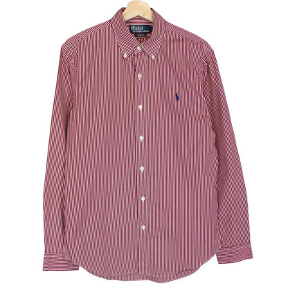 Polo Ralph Lauren Red and White Striped Long Sleeve Cotton Shirt