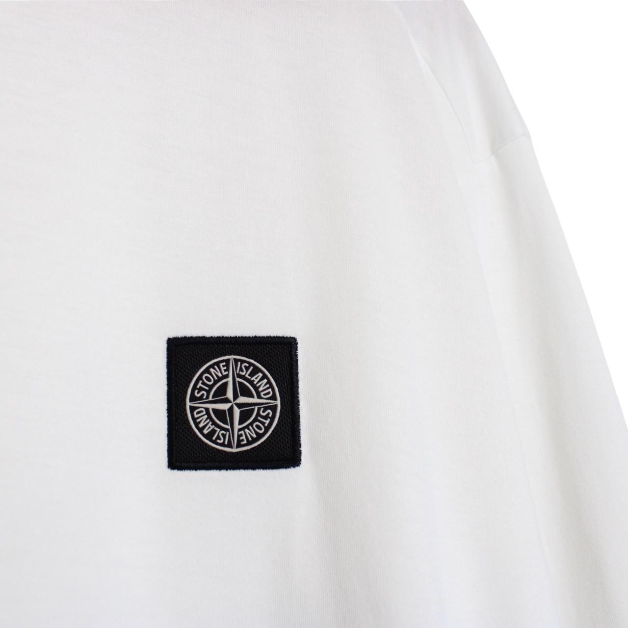 Stone Island AW 2021 White Long Sleeve Compass T-Shirt