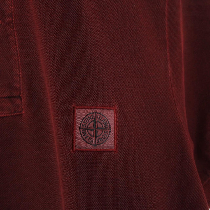 Stone Island AW 2019 Burgundy Short Sleeve Compass Polo Shirt