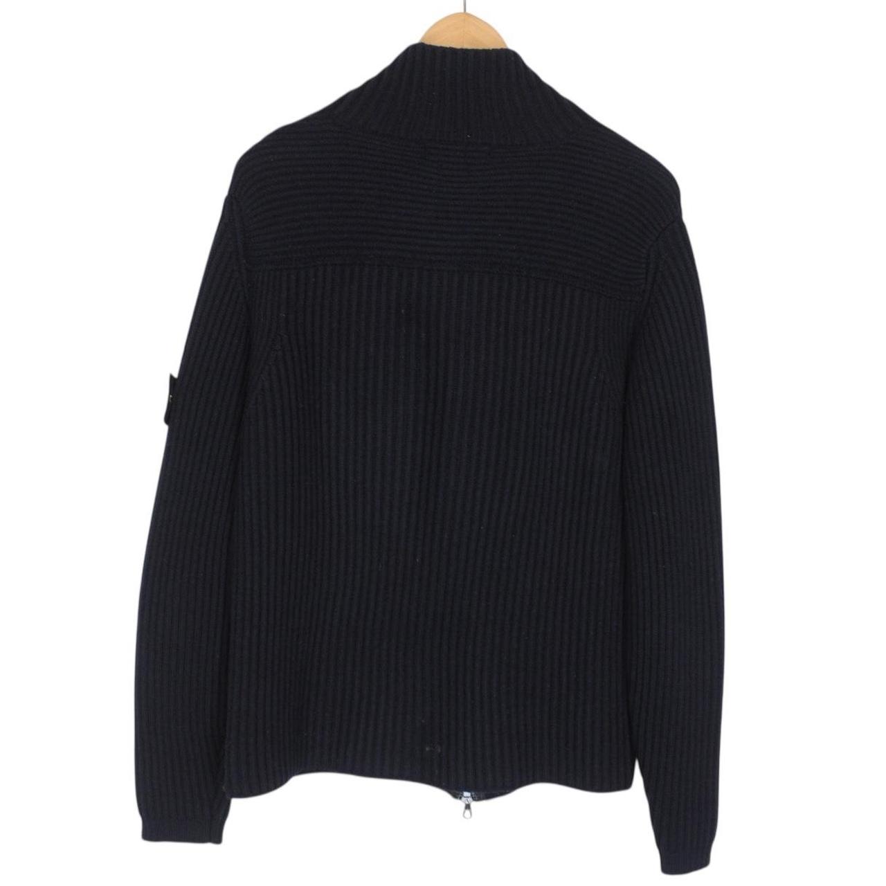 Vintage Stone Island AW 2003 Navy Blue Ribbed Wool Knit Jumper
