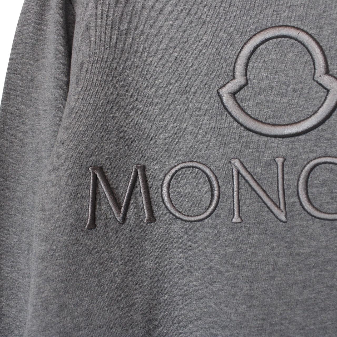 Moncler Grey Cotton Logo Embroidered Sweatshirt Jumper