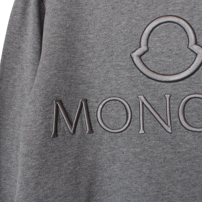 Moncler Grey Cotton Logo Embroidered Sweatshirt Jumper