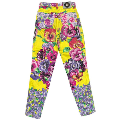 Vintage 90s Versace Jeans Couture Multicoloured Floral Print High Waisted
