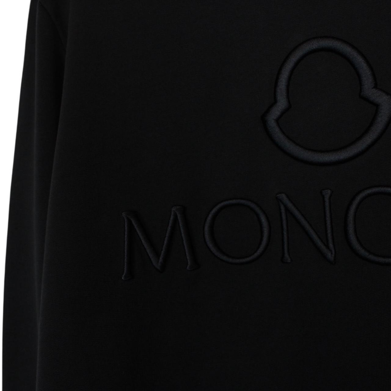 Moncler Black Cotton Logo Embroidered Sweatshirt Jumper