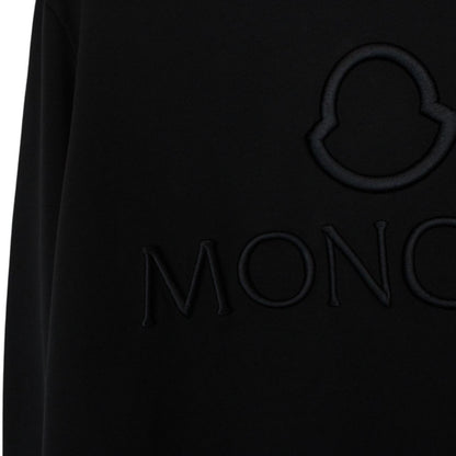 Moncler Black Cotton Logo Embroidered Sweatshirt Jumper