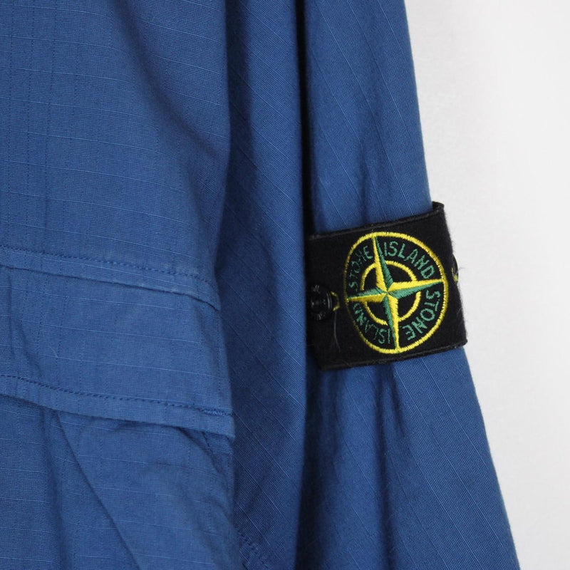 Stone Island AW 2020 Blue 1/4 Zip Ripstop Smock Overshirt Jacket