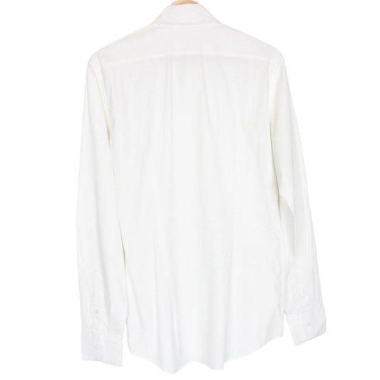 Prada white long sleeve shirt with popeline stretch fabric and cut care labels.
