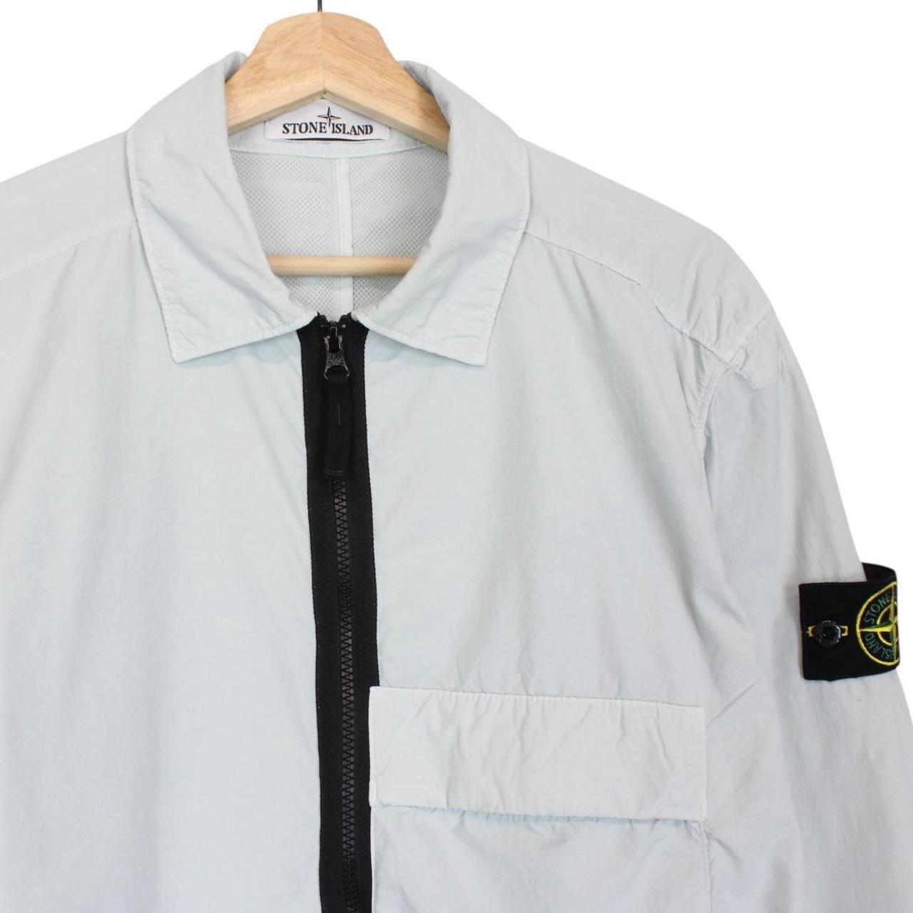Stone Island AW 2022 Light Blue Full Zip Nylon Overshirt Jacket