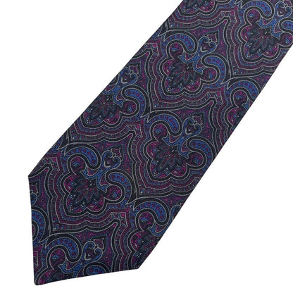 Givenchy purple tie with abstract print design in smooth polyester fabric.