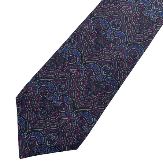 Givenchy purple tie with abstract print design in smooth polyester fabric.