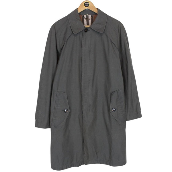 Burberry Grey and Brown Nova Check Lined Cotton Blend Balmacaan Coat