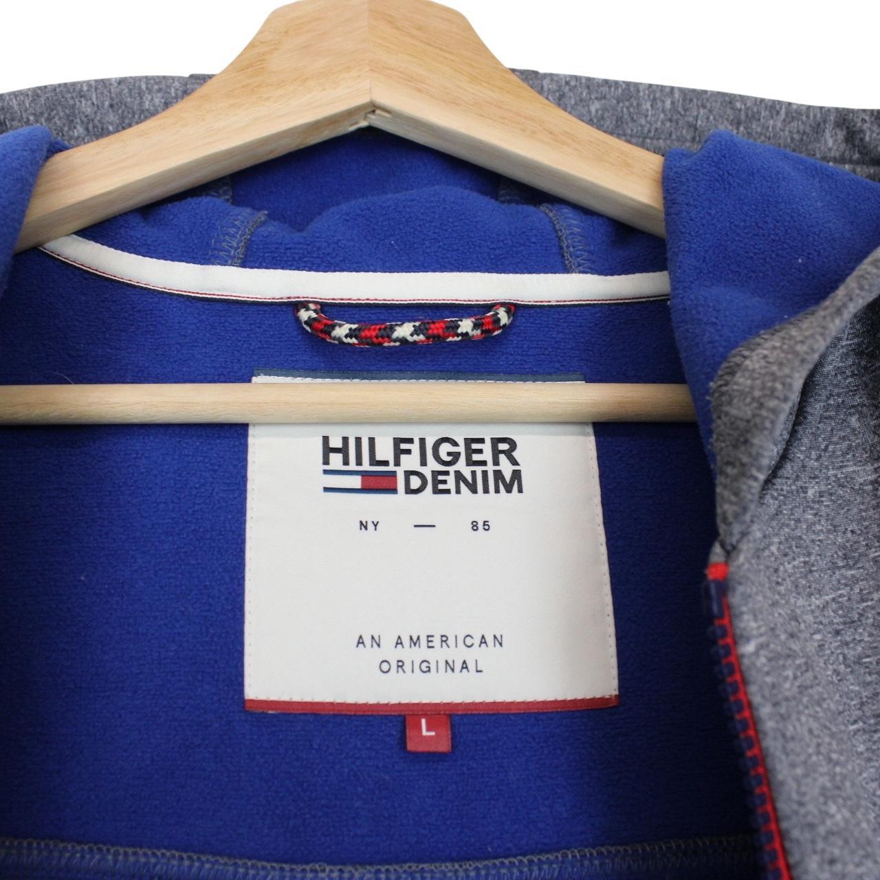 Tommy Hilfiger Grey and Blue Full Zip Soft Shell Hooded Jacket
