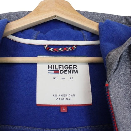 Tommy Hilfiger Grey and Blue Full Zip Soft Shell Hooded Jacket