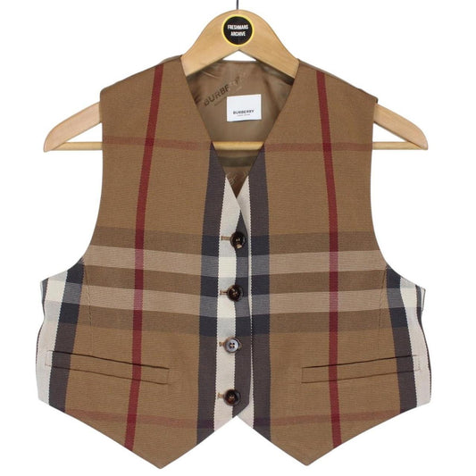 Burberry Birch Brown Nova Check Cropped Waistcoat