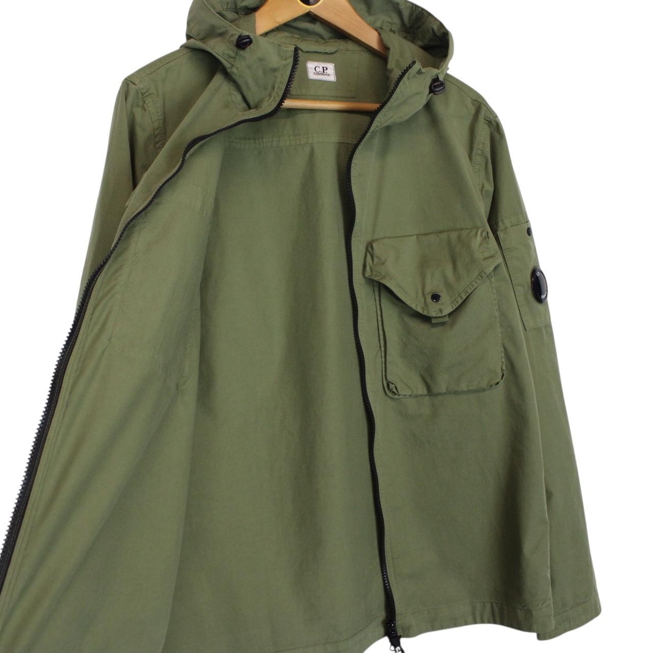 CP Company Green Full Zip Cotton Lens Hooded Overshirt Jacket