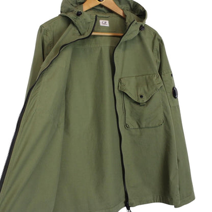 CP Company Green Full Zip Cotton Lens Hooded Overshirt Jacket