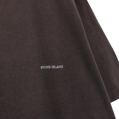 Stone Island brown short sleeve cotton t-shirt with logo patch on sleeve.