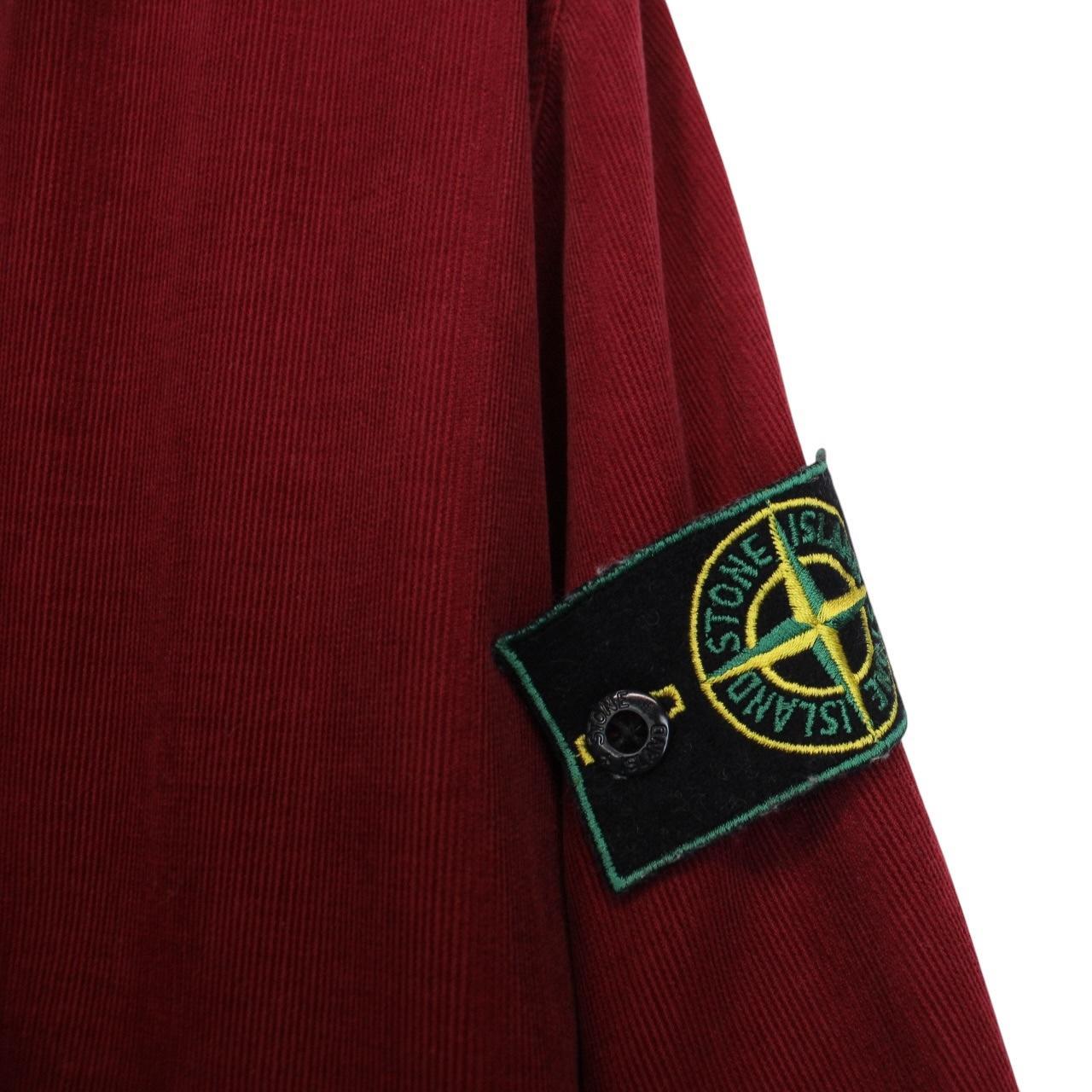 Stone Island AW 1996 Red Long Sleeve Green Edge Badge Corduroy Shirt