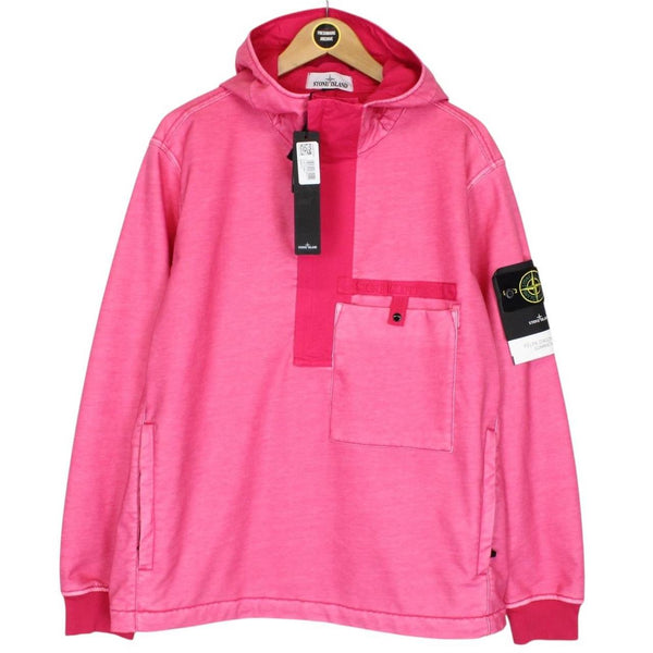 Stone Island SS 2022 Pink Felpa Diagonale Gommata 1/4 Zip Smock Jacket