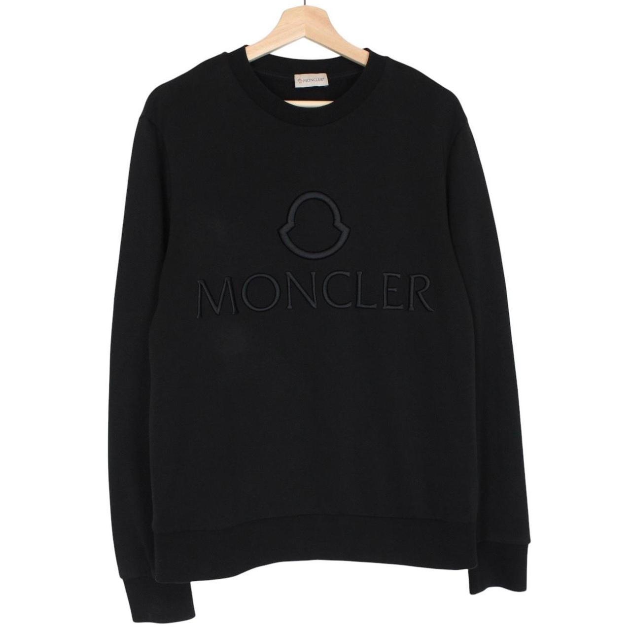 Moncler Maglia Black Embroidered Logo Cotton Sweatshirt Jumper