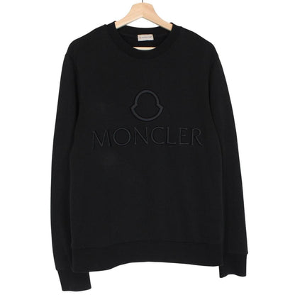 Moncler Maglia Black Embroidered Logo Cotton Sweatshirt Jumper