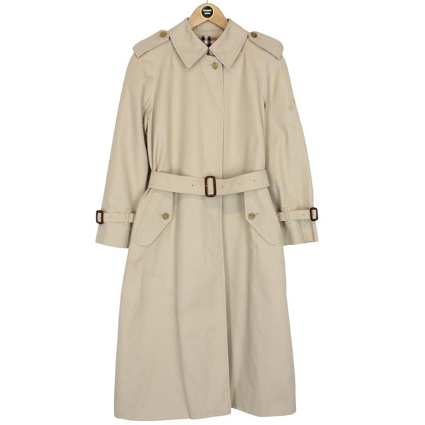 Vintage 90s Burberry Beige Single Breasted Belted Trench Coat