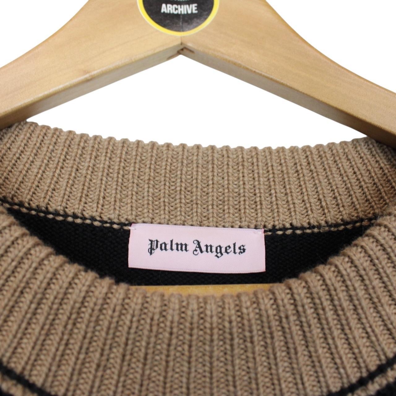 Palm Angels Black and Tan Intarsia Wool Knit Bear Jumper