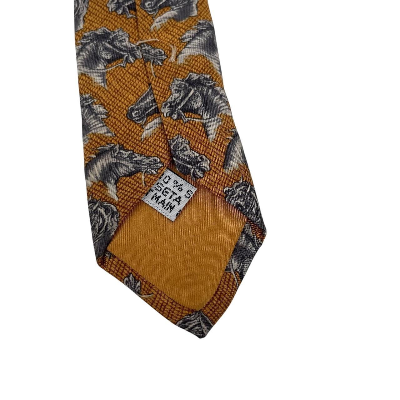 Vintage Christian Dior Yellow Horse Pattern Silk Tie