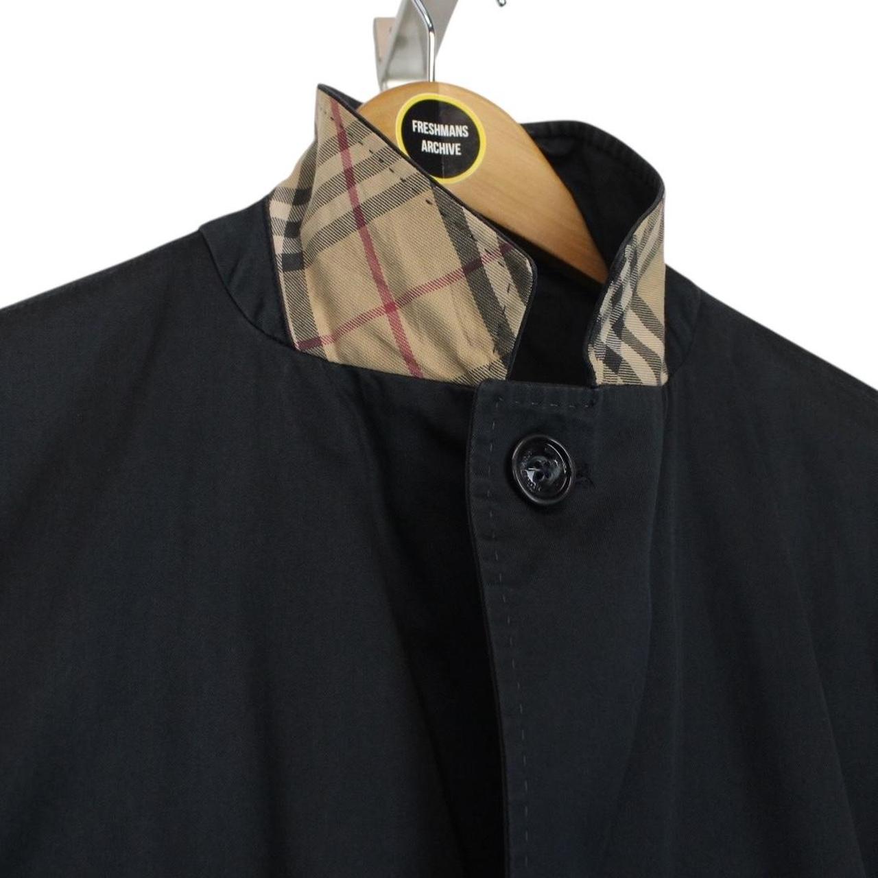 Vintage Burberry London Navy Blue Nova Check Lined Cotton Car Coat