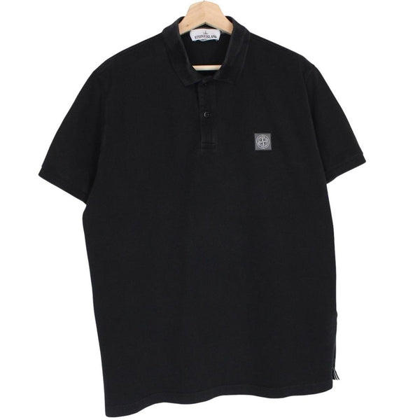 Stone Island AW 2022 Black Short Sleeve Compass Cotton Polo Shirt