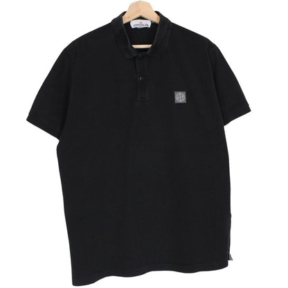 Stone Island AW 2022 Black Short Sleeve Compass Cotton Polo Shirt
