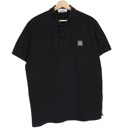 Stone Island AW 2022 Black Short Sleeve Compass Cotton Polo Shirt