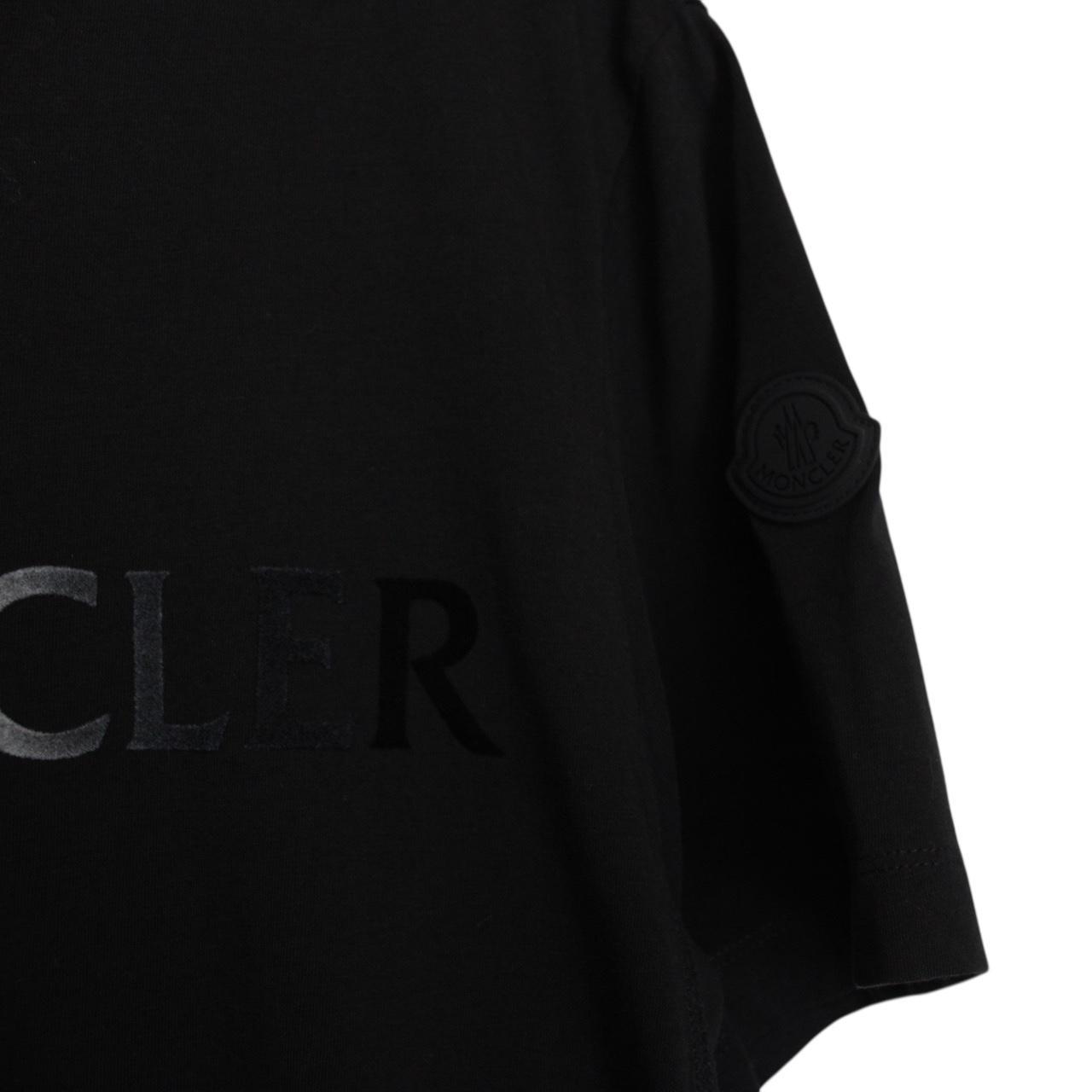 Moncler Black Logo Print Short Sleeve Cotton T-Shirt