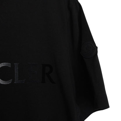 Moncler Black Logo Print Short Sleeve Cotton T-Shirt