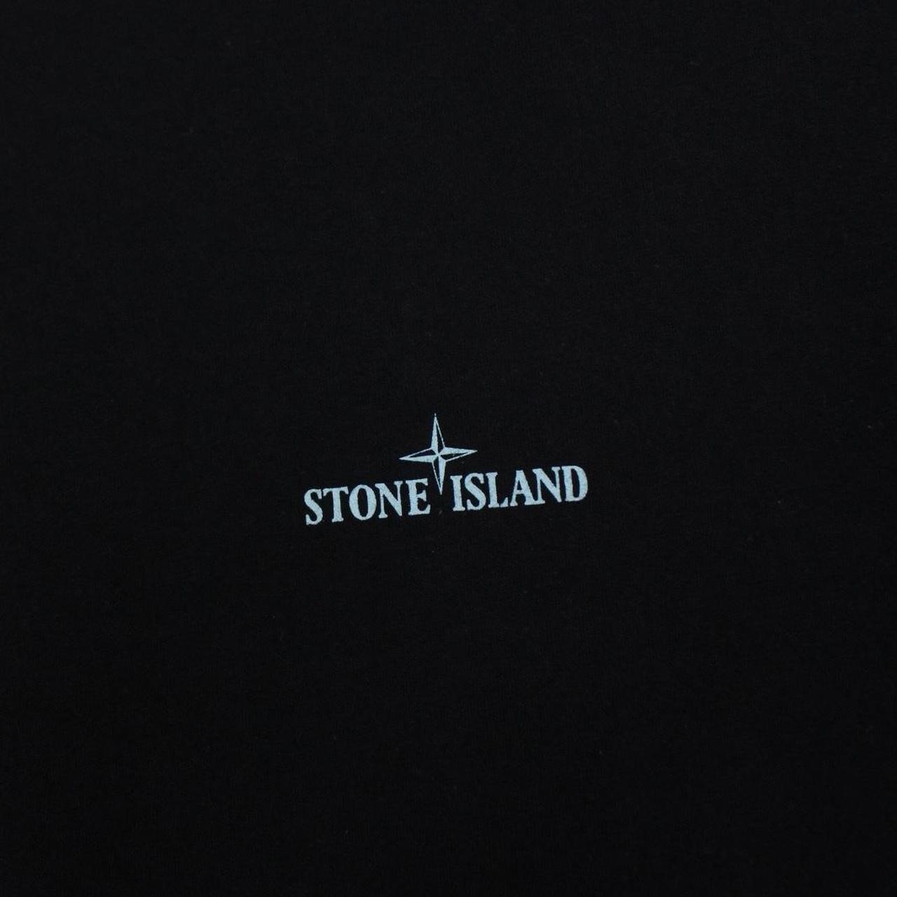 Stone Island black pocket t-shirt with logo print, made of cotton, size large.