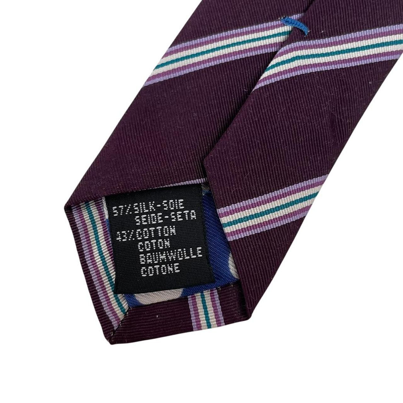 Paul Smith purple striped silk blend tie with logo detail and brand new tags.