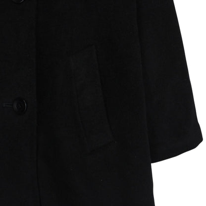 Vintage Aquascutum Black Cashmere Wool Blend Double Breasted Coat
