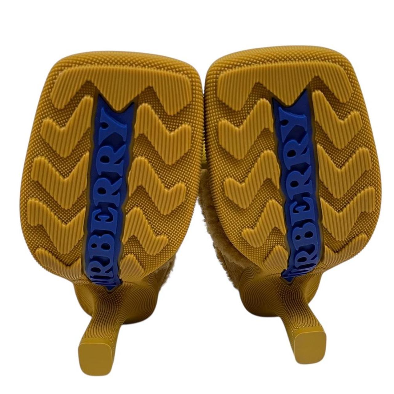 Burberry Tan Brown Highland Shearling Trim Suede Heeled Mules