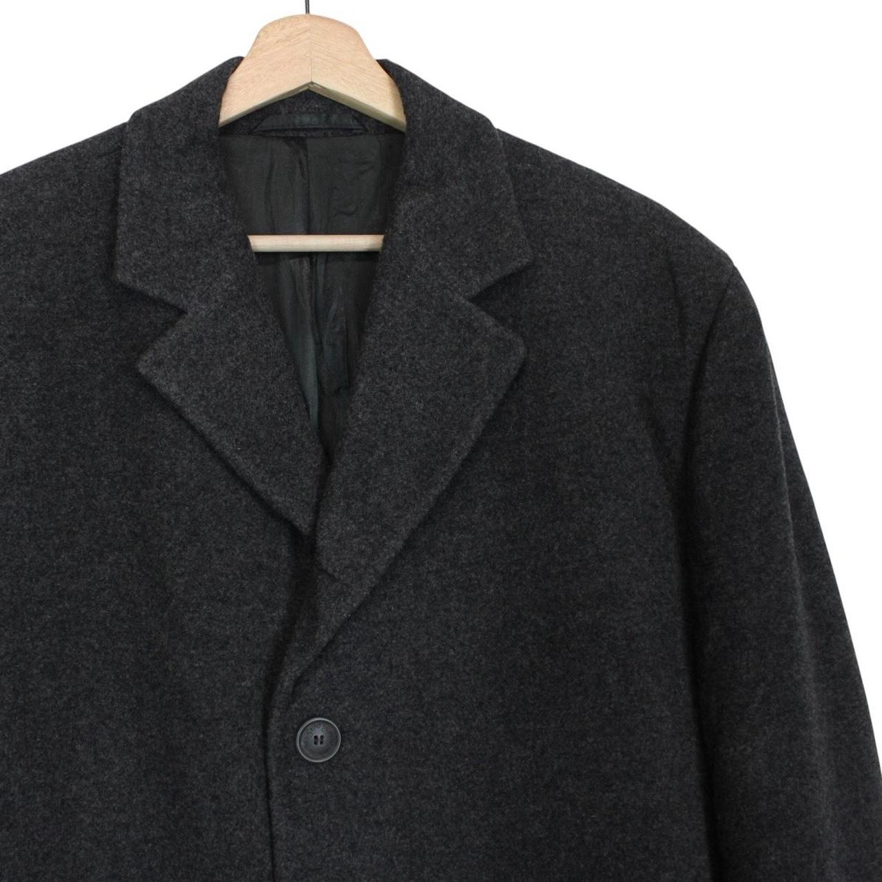 Vintage 90s Yves Saint Laurent Dark Grey Wool Overcoat