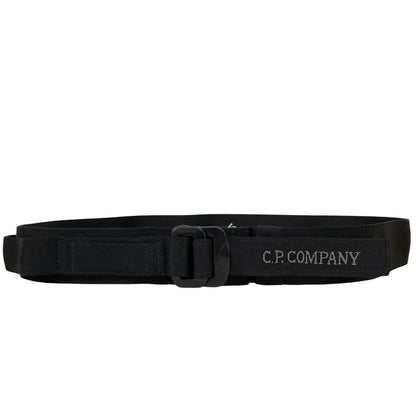 CP Company Black Herringbone Buckle Tape Belt