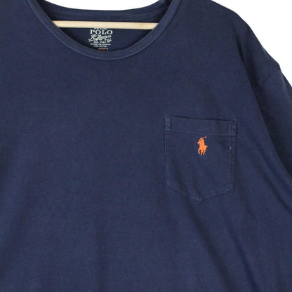 Polo Ralph Lauren navy blue short sleeve cotton t-shirt with chest pocket and logo.