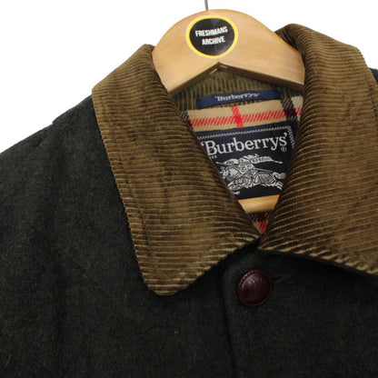 Vintage 90s Burberry Green Wool Blend Quilted Coat