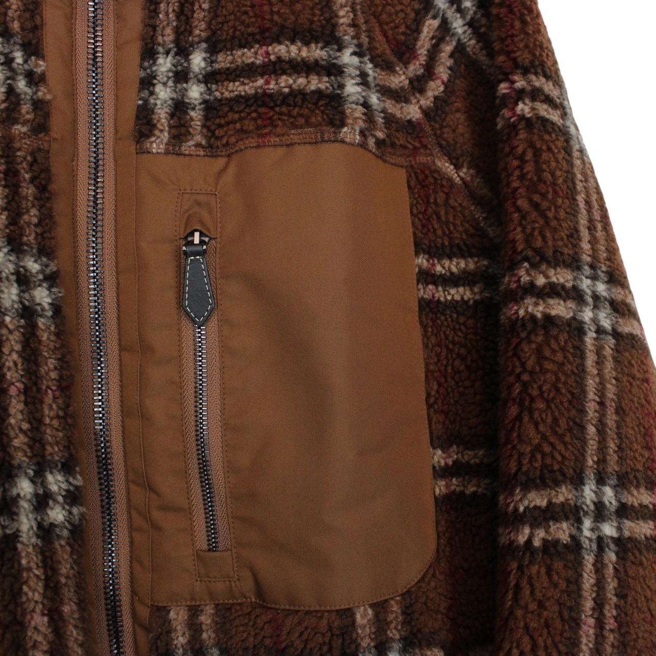 Burberry Birch Brown Nova Check Full Zip Sherpa Fleece Jacket