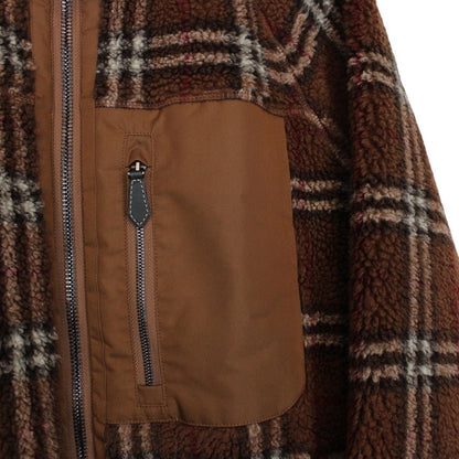 Burberry Birch Brown Nova Check Full Zip Sherpa Fleece Jacket