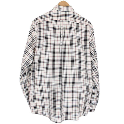 Vintage Burberry London Cream Nova Check Long Sleeve Cotton Shirt
