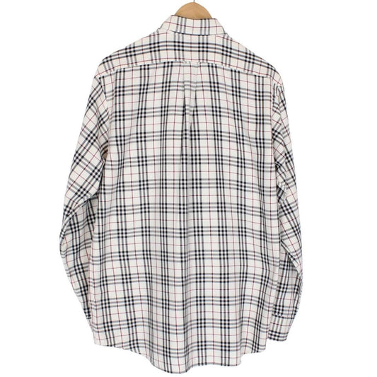 Vintage Burberry London Cream Nova Check Long Sleeve Cotton Shirt